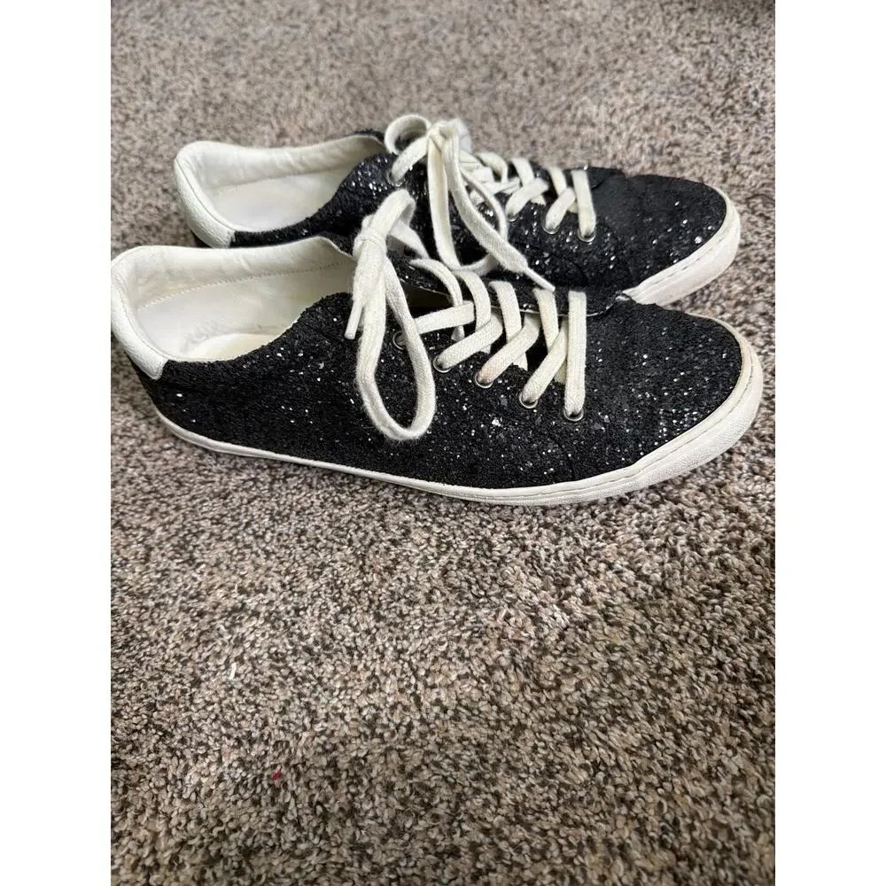 Old Navy Women’s Sneakers Size‎ 8 Black Glitter Lace Up Casual Shoes